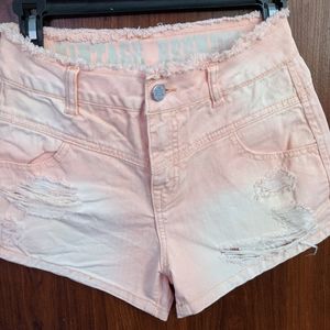 Rewash High-Waisted pink/salmon distressed shorts